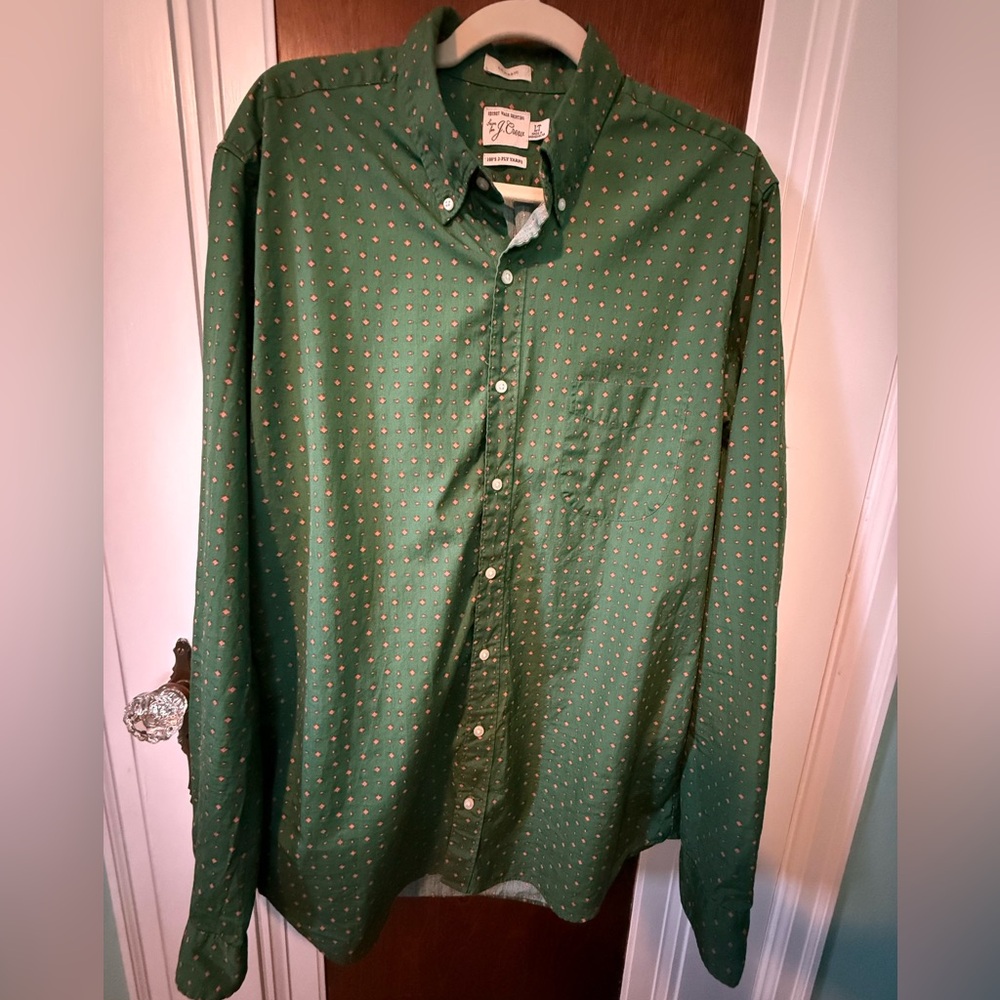 J Crew Tall Green Button-Up Shirt